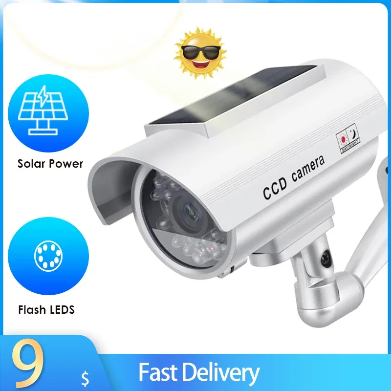 النظام الشمسي Dummy IP Camera Protection Came Camera Fake Camera Outdoor Bullet Bullet LED Monitor CCTV كاميرا مراقبة