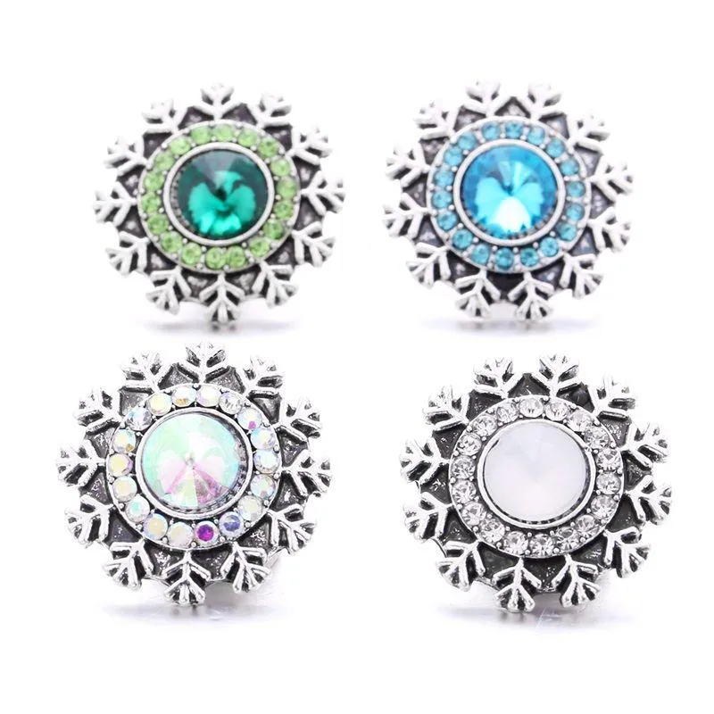 Clasps & Hooks Rhinestone Gadget 18Mm Snap Button Clasp Flower Charms For Snaps Diy Christmas Jewelry Findings Suppliers Gift Drop Del Dhjm8