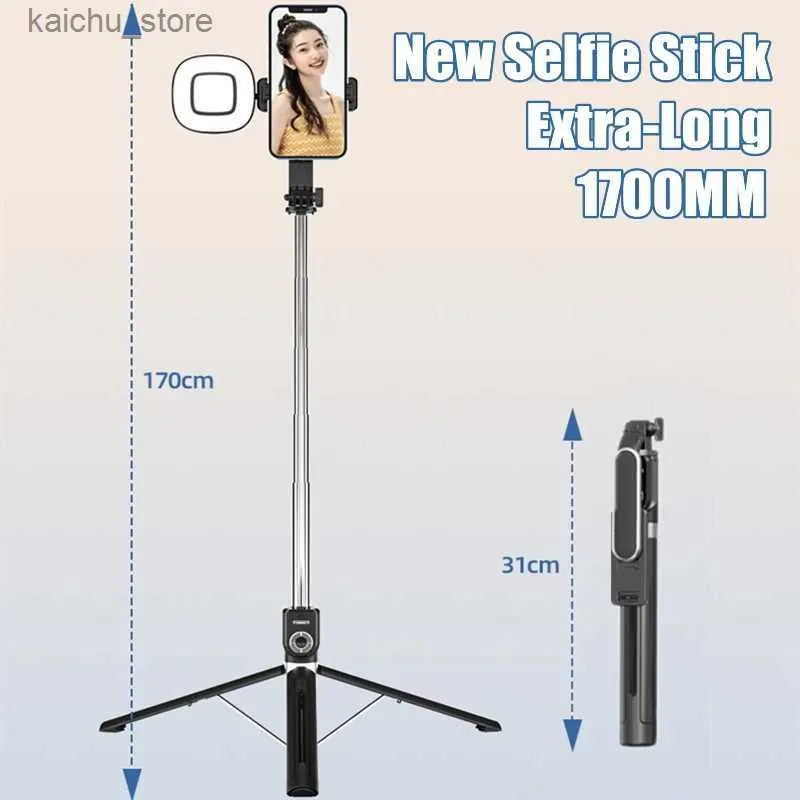 Selfie Monopods FGCLSY 2023 Ny Ultra Long Selfie Stick Multifunktionell med fyllningslätt fjärrkontroll slutare 360 ​​grader roterande stativstorlek Y240418