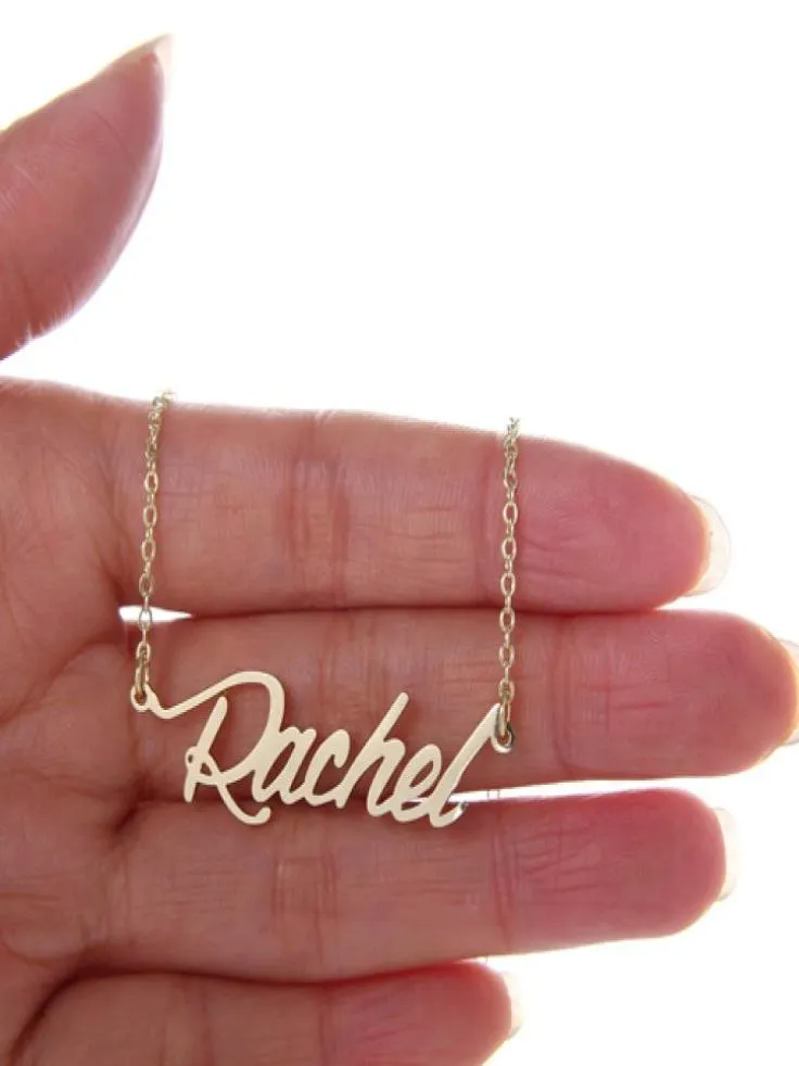 Custom Women 18k gold plated personalized Name Necklace quot Rachel quot Stainless Steel Personalized Pendant letters Nameplat3504563