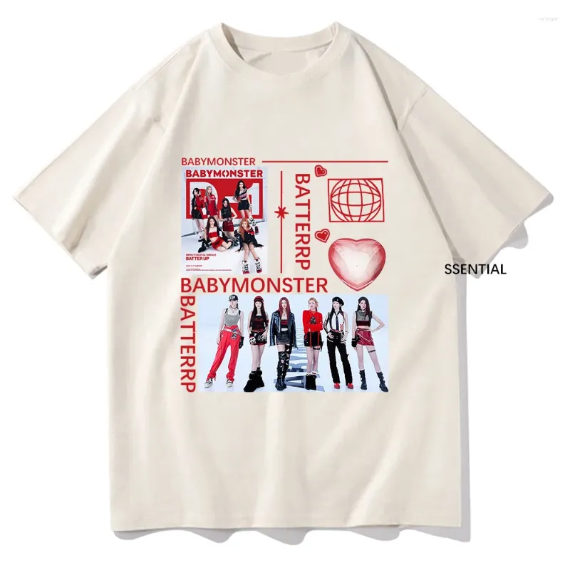 Heren t shirts babymonster kpop batch up mannen/dames shirt esthetisch t-shirt universitair hoogwaardige katoenen T-stukken vintage kleding