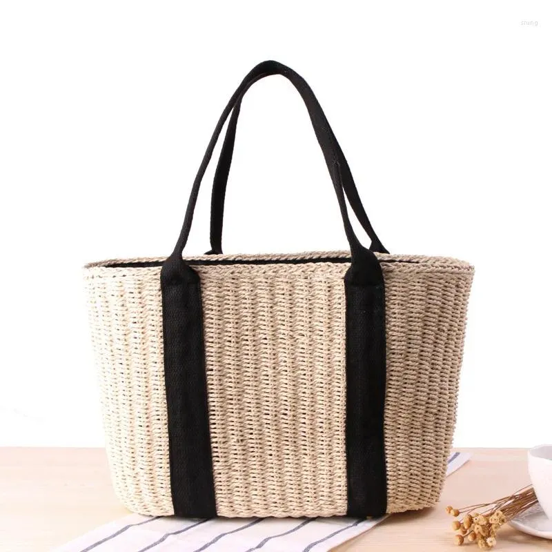 Sacs à provisions Iskybob Casual Rattan Tote Designer Wicker Woven Woven Sac à main