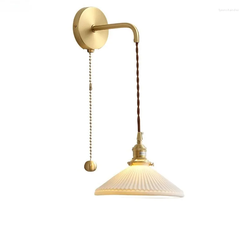 Wandlampen Keramik moderne Lampe mit verstellbarer Kupferbuchse Randlinie Schlafzimmer Wohnzimmer Nordische LED Spiegel Treppe Licht