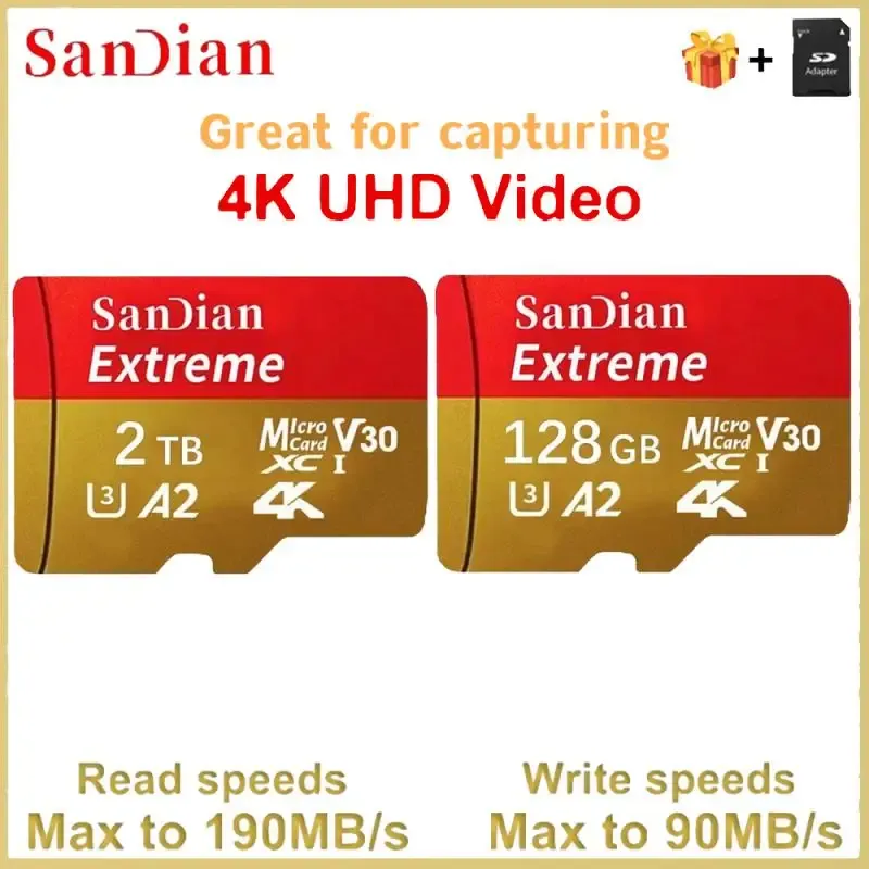 カードマイクロTF SDカード1TB V30 4Kメモリカード高速U3 SD/TFカード128GB任天堂スイッチPS4 PS5ゲームラップトップ用
