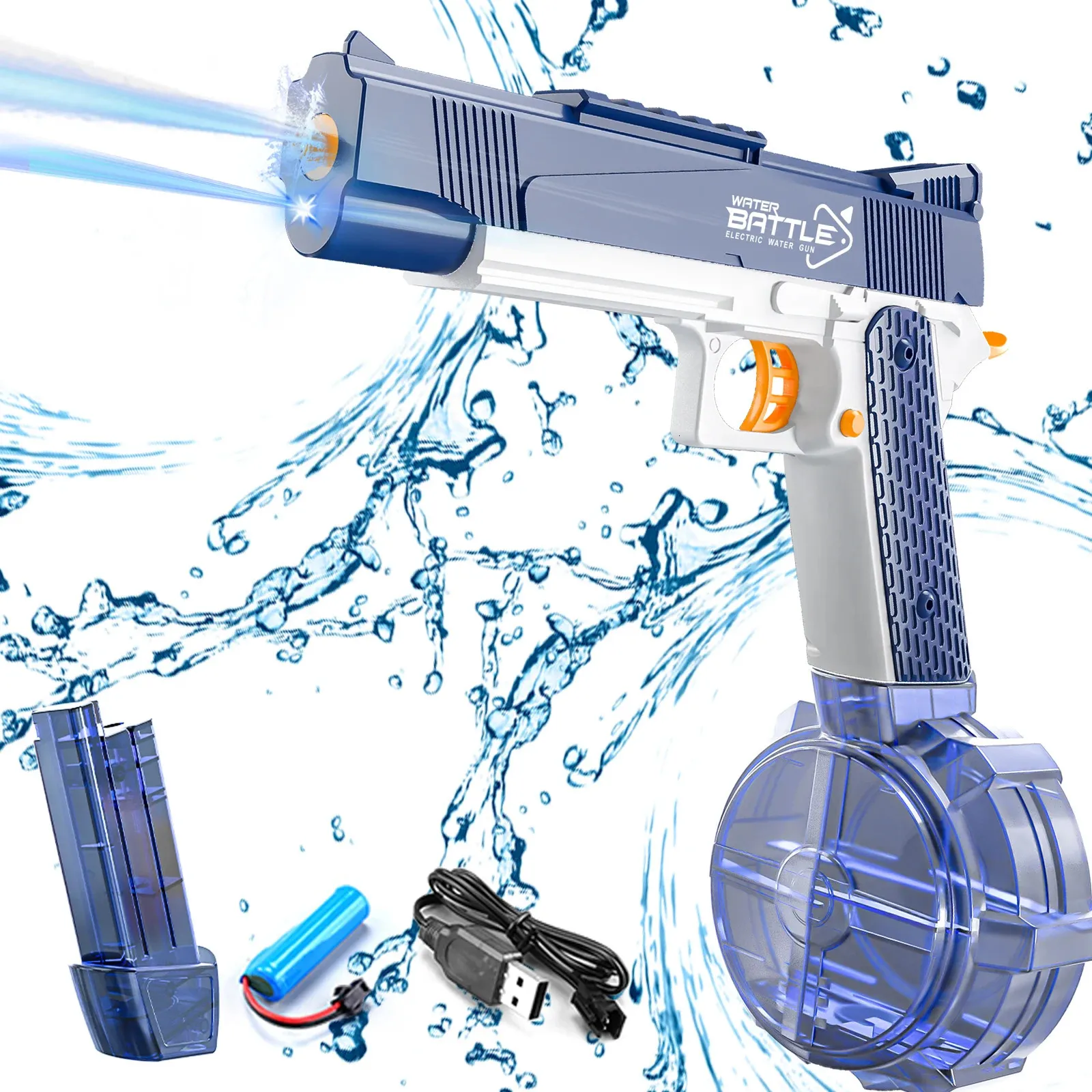 Elektrikli Su Taban Toy Glock Tabanca Şarj Edilebilir Otomatik Squirt Tabancalar Açık Yaz Atış Oyuncakları Çocuklar İçin Yetişkinler Plaj 240416