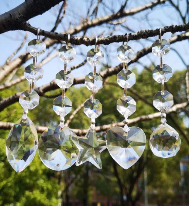 20pcs avize kristaller lamba prizmaları parçalar asılı 3 sekizgen boncuklar ile kristal kolye