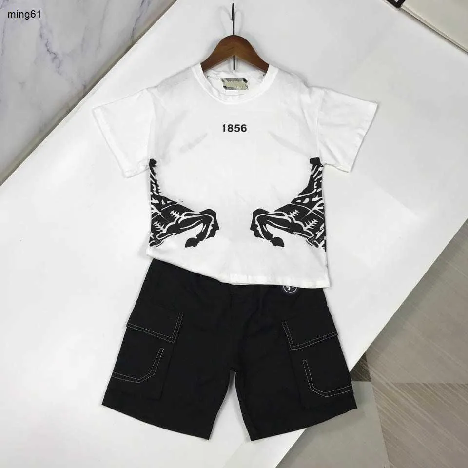 Brand baby tracksuits child summer suit kids designer clothes Size 120-170 CM Symmetric logo printing boys T-shirts and shorts 24April