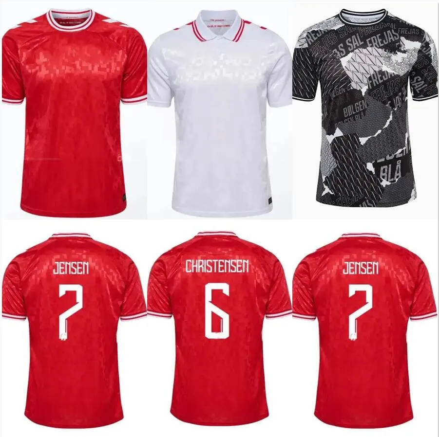 2024 2025 Danmark Soccer Jersey 24 25 Euro Eriksen Home Away Gk Kjaer Hojbjerg Christensen Skov Olsen Braithwaite Dolberg Man Kid Kit Football Shirts