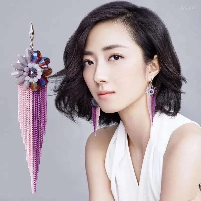 dangle earrings民族スタイルの花大きな長いタッセルファッション