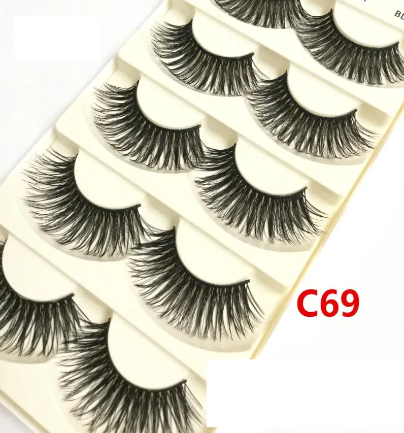 Red Cherry 5 Par False Eyelashes 26 Styles Black Cross Messy Long Thick Fake Eye Lashes Beauty Makeup High Quality5936083