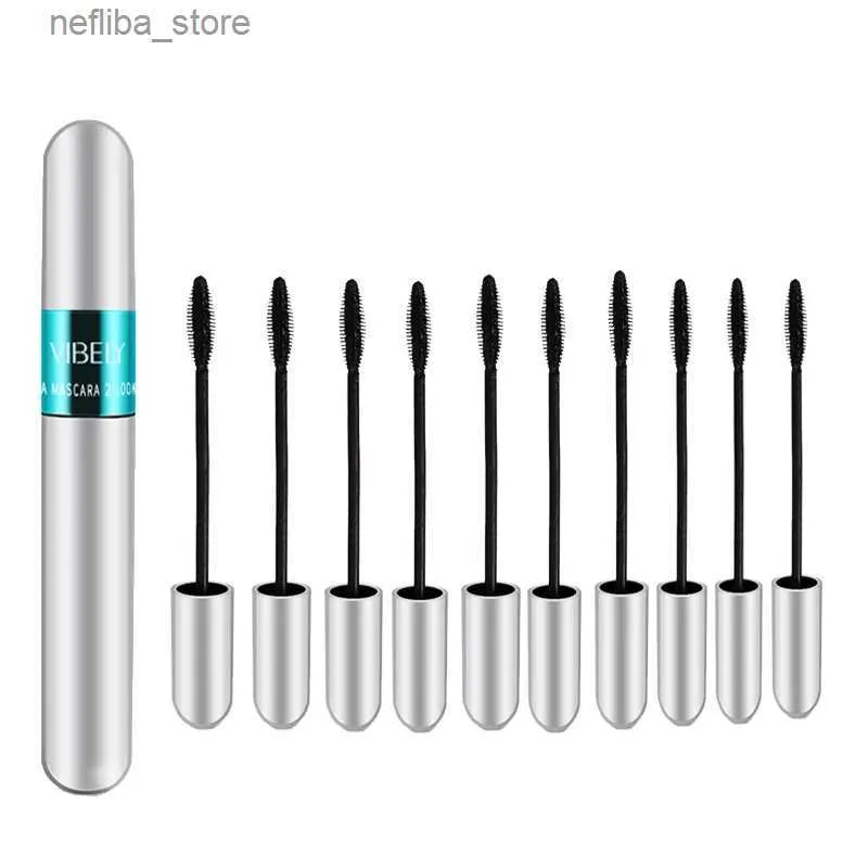 Mascara Mascara in fibra di seta 4D Mascara impermeabile vible 3D Mascara per estensione ciglia a ciglia nera Allungamento spesso ciglia per gli occhi cosmetici 10pcs l410