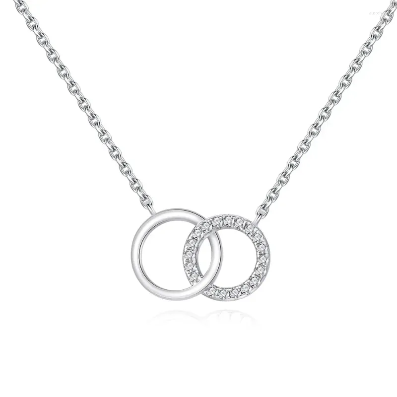 Kedjor 2024 Double Ring Diamond Necklace Women's S925 Pure Silver Pendant Small and Versatile Minimalist Fashionable