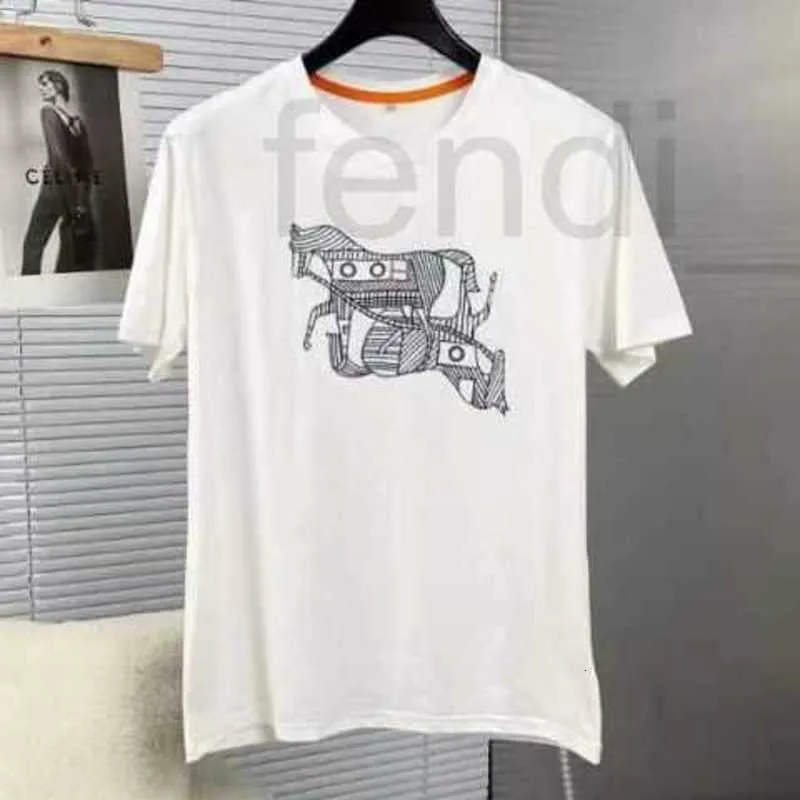 Men's Plus Tees & Polos Designer Brand Round Neck Printed T-shirt Casual Trend Slim Fit Horse Head Short Sleeved Fashionable Versatile Base Shirt M2OL