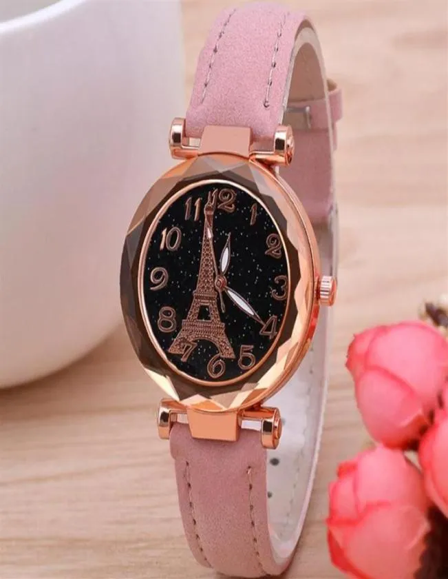 Eiffel Tower Women Watches Pulseras de cuarzo Diseñador Luxury Fashion Brand Wadies Wallwatches Belt Leatcher Belt 2021 Reloj automático20340763333333