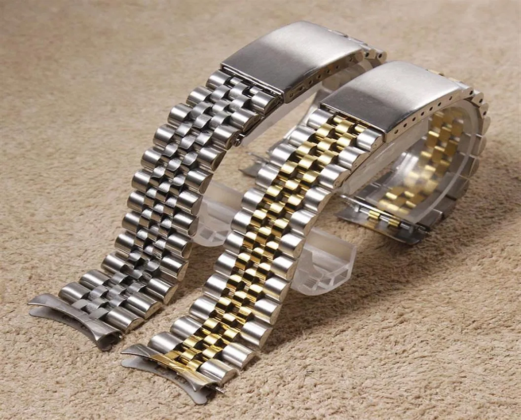 Bands de montre en acier inoxydable en or jaune argenté Bracelets de montre à extrémité incurvé pour la montre 13 mm 17 mm 20 mm179h9042635