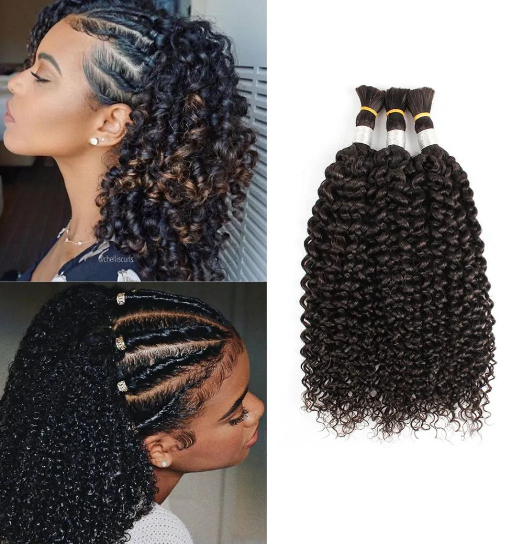 Brezilyalı Kıvırcık Saç Örgüsü için Jerry Curl No Weft 3 Bundles Hint İnsan Saç Uzantısı 4550084