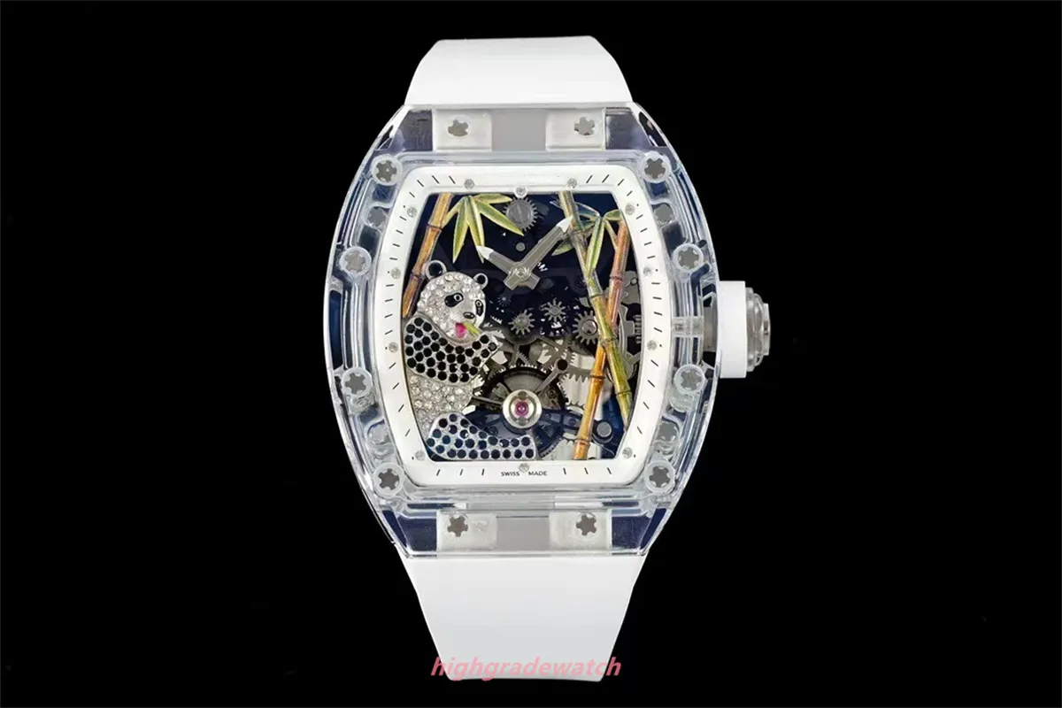 2024 Mens assistem Tourbillon 26-01 Caixa de cristal de movimento de movimento duplo Placa inferior Placa inferior Frequência de vibração 28800 vezes por hora Espelho de safira