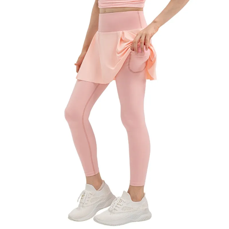 Lu Kids Yoga Leggins تنورة من قطعتين من قطعتين للملابس الرياضية مرتفعة ارتداء السراويل القصيرة فتيات يديرن مرونة مع بطانة LL33316