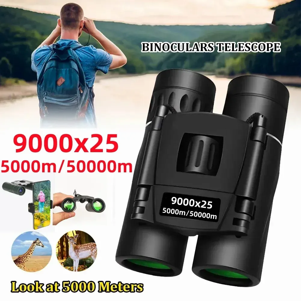 9000x25 HD lornetki monokularny długi skład składany mini teleskop przenośny BAK4 FMC Optics for Hunting Sports Camping 240408