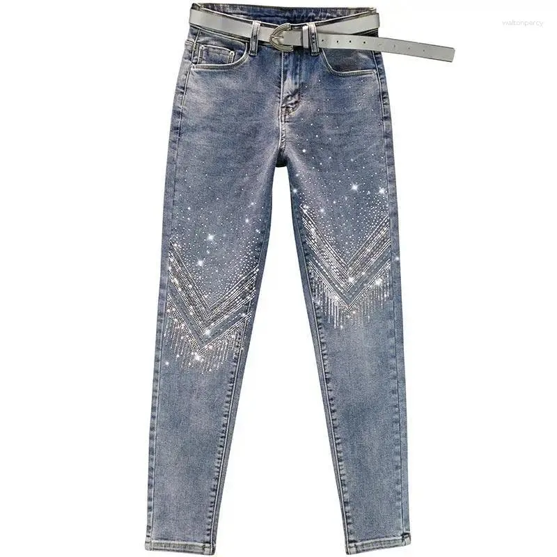 Jeans féminins perceuses skinny skinny femmes coréenes élasticité vintage pantalon crayon denim décontracté leggings minces petit ami neuf points