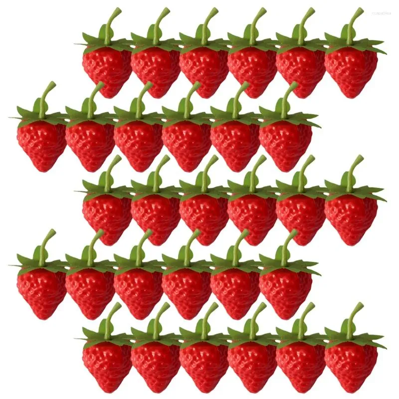 Party dekoration 40 datorer simulerade jordgubbar barn leksaker frukt prydnad miniatyr jordgubbar mat konstgjord simulering falsk