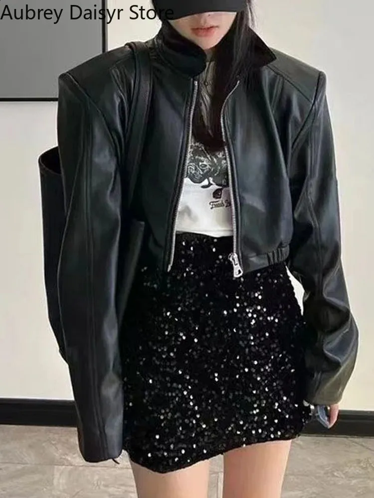 Black Punk High Street Leather Jacket Punk Leather Jackets
