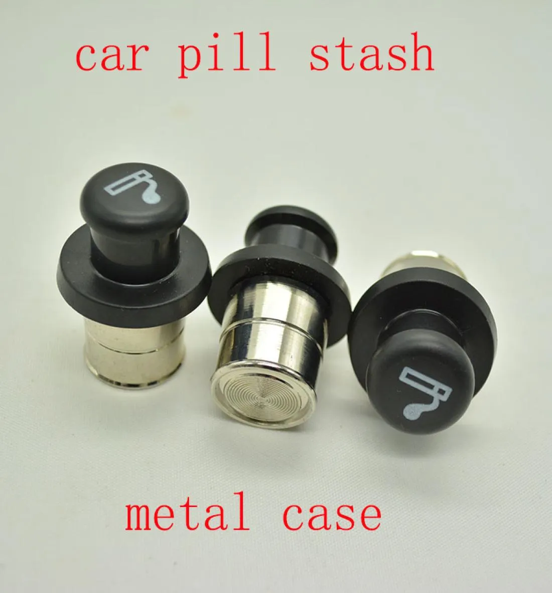 Metal Secret Stash Smoking Car Cigarette Lighter Shaped Hidden Diversion Insert Hidden Pill Box Container Pill Case Storage Box1794581