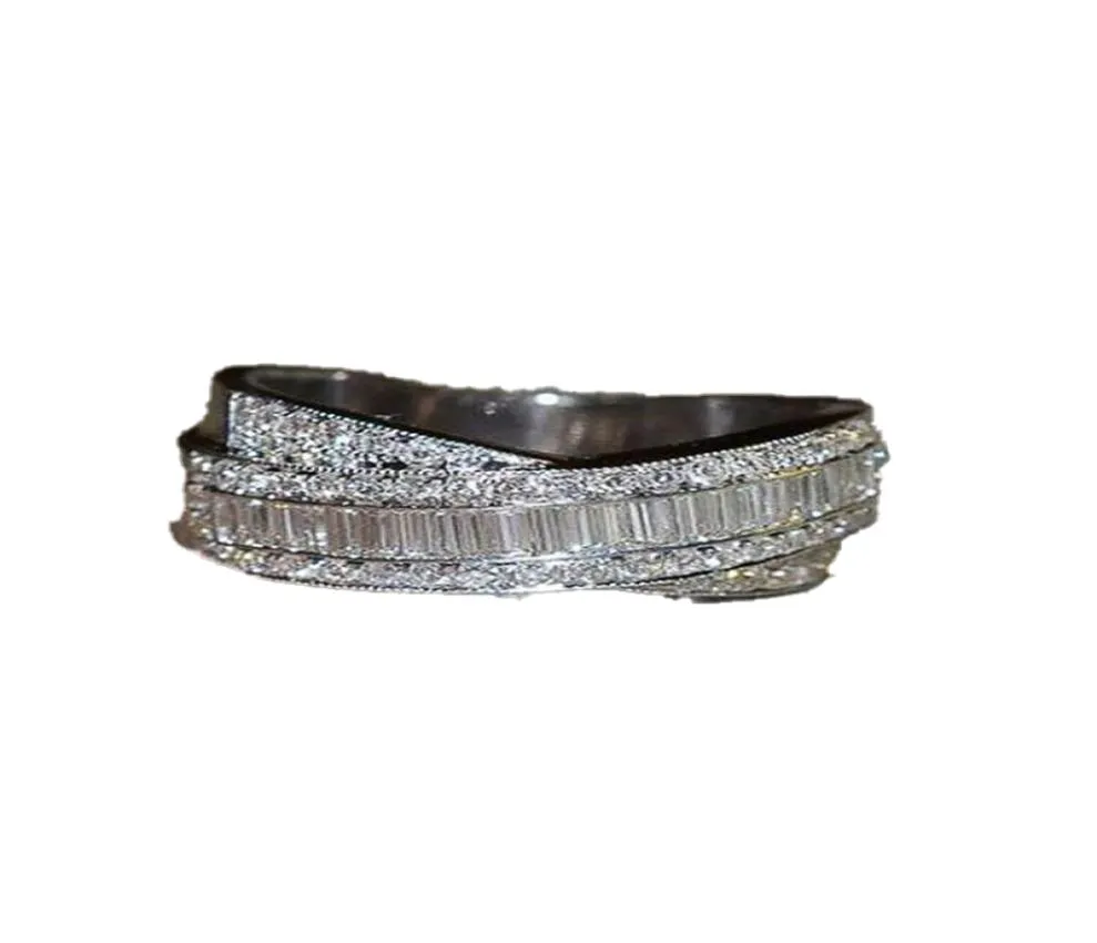 Size 6-10 Handmade Hot Sell Luxury Jewelry 925 Sterling Silver Princess Cut White Topaz CZ Diamond Ring Birthstone Women Wedding Ring9210504