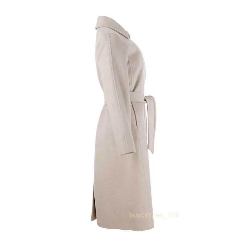 Créateur manteau vestes en manteaux pour femmes mélanges couches maxmaras veste de tranchée simple poitrine solide couleur solide féminine long brise-vent laine b55n