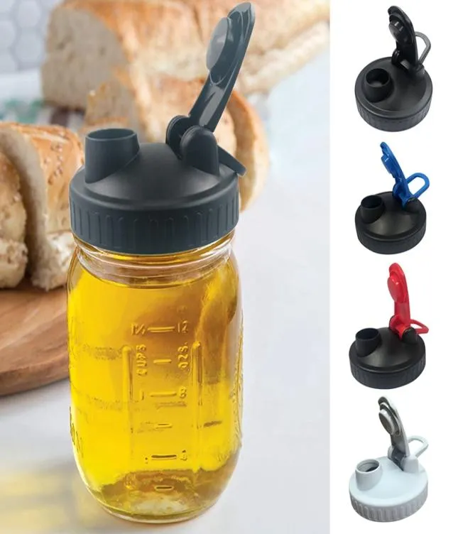 Mason Jar Deckel Abdeckung Trinkflasche Deckel mit Gusslöchern breites Mundglas -Leckflaschenabdeckung für Küchen2260201