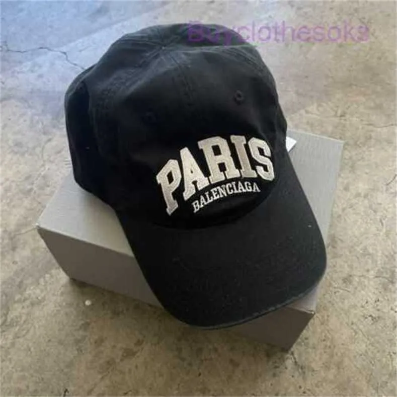 Designer baseball hatt broderad sommar mode boll cap belenciagaa städer paris svart bomull hatt helt ny låda storlek OSWLFJ3K