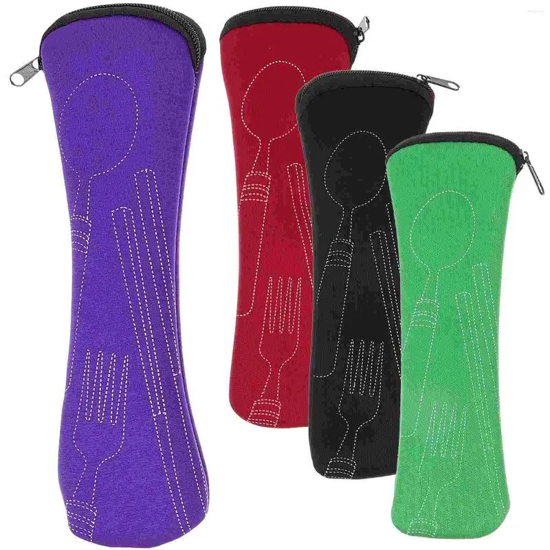 Armazenamento de cozinha 4 PCs Bolsa de lápis de talheres reutilizáveis para piquenique para piquenique bolsa de utensílios de utensílios de utensílios multifuncionais