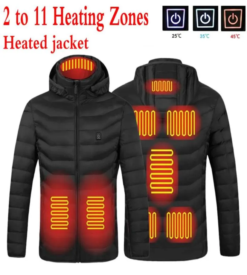 Men039S Jassen Verwarmde Vest Jacket Wasbaar USB Laad oplaadkap Kap katoenen jas Elektrische verwarming Warm Outdoor Camping Hiking3260703