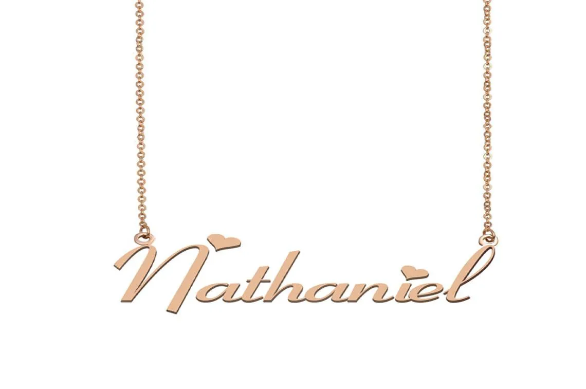 NATHANIEL NAME Collier Plateau à signature personnalisée pour les femmes Girls Birthday Gift Kids Amis Bijoux 18K Gold plaqué inoxydable2022004