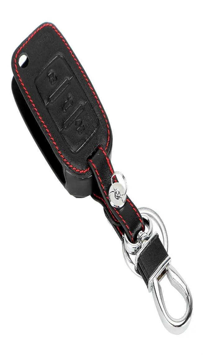 Étui clé de voiture en cuir pour Jetta Mk6 Tiguan Passat Golf Polo CC Bora Car télécommande Couverture Couverture automobile Keychain1738396