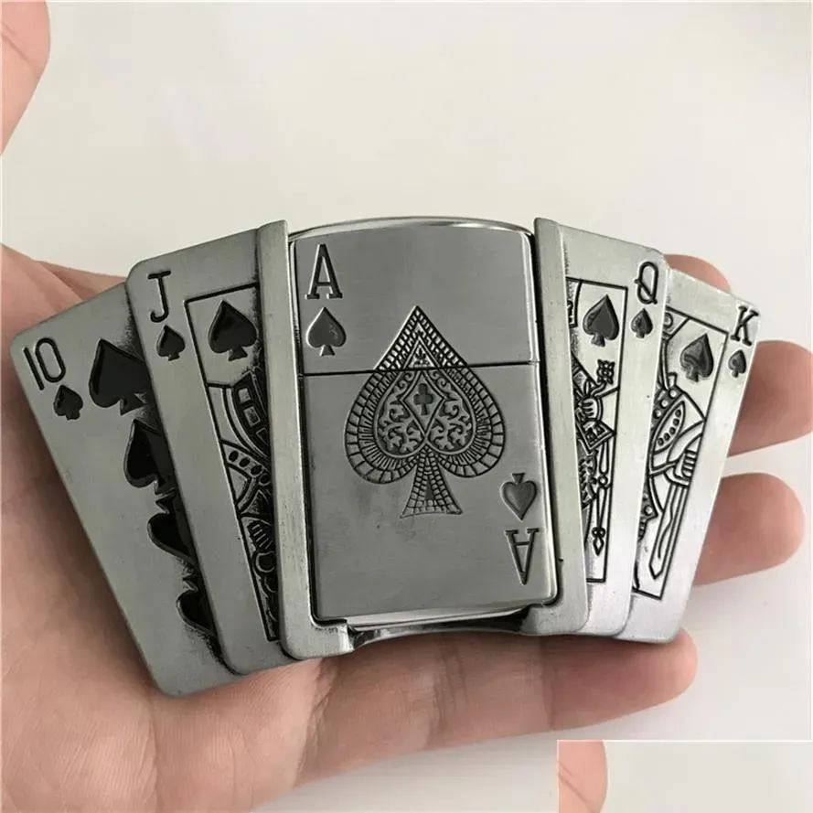 Schmuck Schmuck Schnallen im Einzelhandel Neue Spades 10JQKA spielen Karten Kerosin leichter Cowboys Gürtelschnalle mit Metal -Männern Accessoires fit 4 cm wid