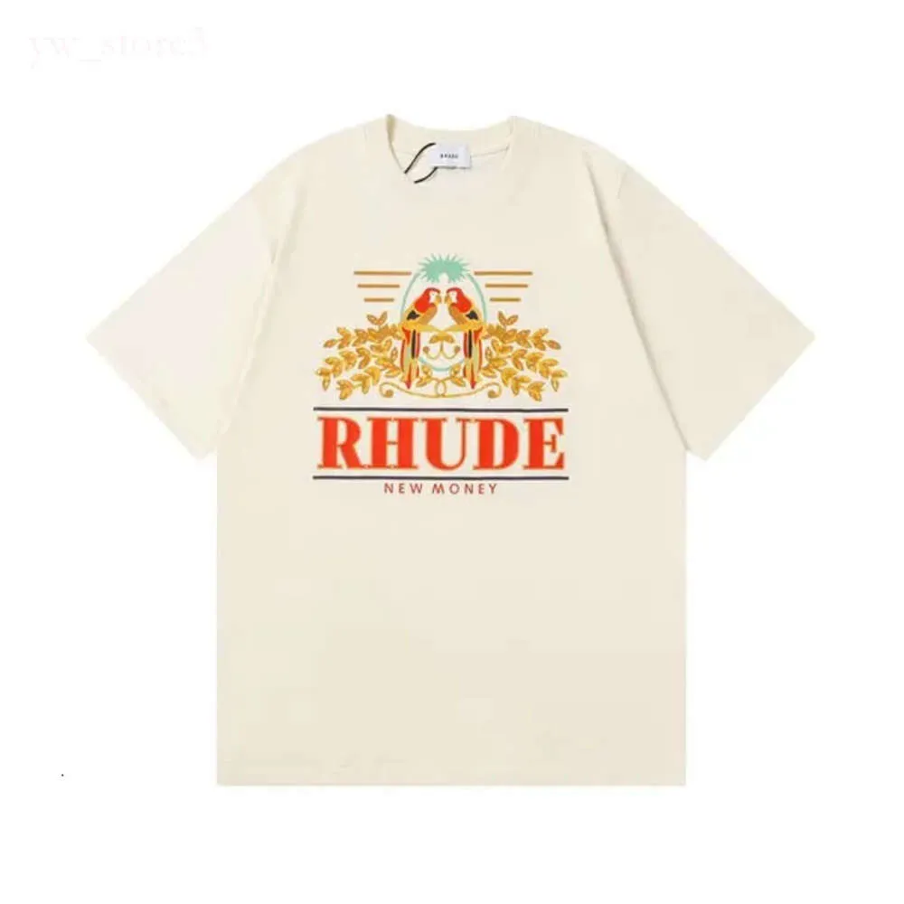 Мужская футболка рубашка Rhude рубашка Tshit Петиночная для печати пары для мужчин и женщин футболка хлопковая летняя рубашка Широкий ассортимент стилей