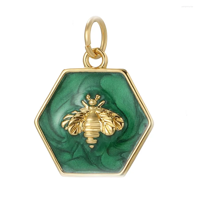 Charms Cubic Zirconia Green Bee Produkcja biżuterii Zasilanie Brezyjczyków DIY Kolczyki bransoletki naszyjniki