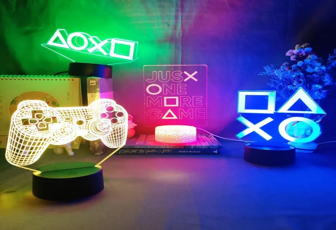 Night Lights Creative Solo un altro segno di gioco Lampada 3D Illusion PlayStation Icons Holiday Lighting Decoration Gaming Room Impostato UP1450816