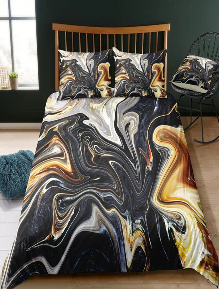 Flerfärgad marmor sängkläder set king size 3d duvet täcker drottning hem textil tryckt enkelbäddsuppsättning med örngott 3pcs27931727819