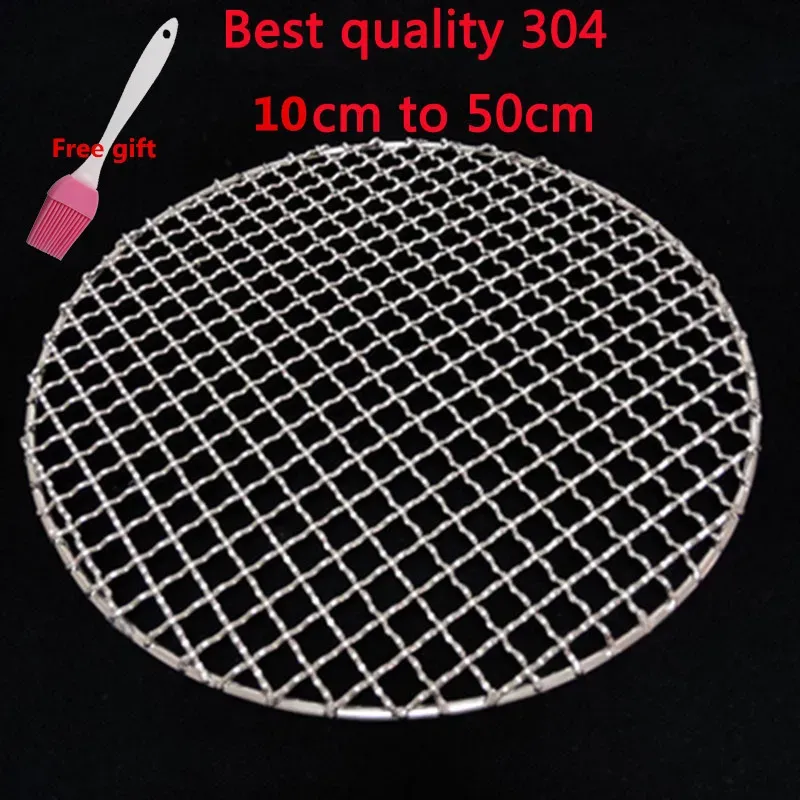 Accessoires BBQ Tools Accessoires 304 en acier inoxydable rond BBQ Net Grill Mesh Rôti Nets Bacon Gril