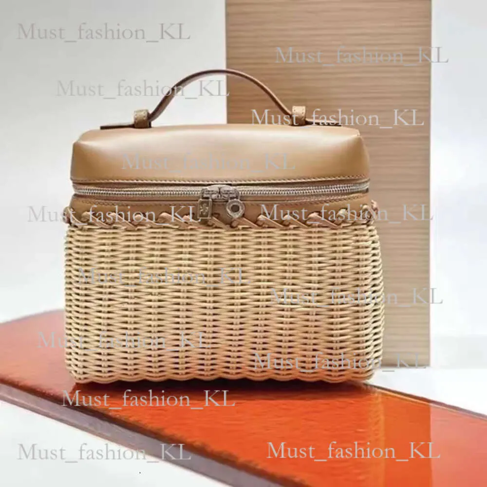 Woven Loro Piano Handbag New LP Bamboo Loro Handbag Leather Color Matching Beach Vacation Designer Shoulder Luxury Bag Picnic Loro Piano Shoe Bag 362