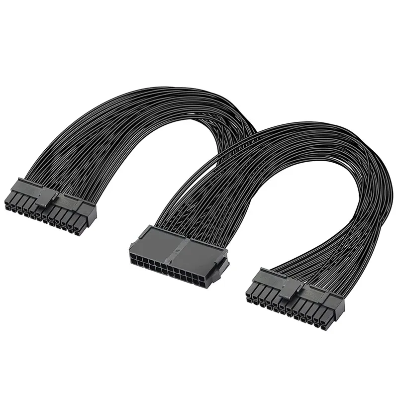 Leveranser Dual PSU strömförsörjning 24Pin ATX Motherboard Splitter Cable, 24pin (20+4) för ATX Motherboard Extension Cable