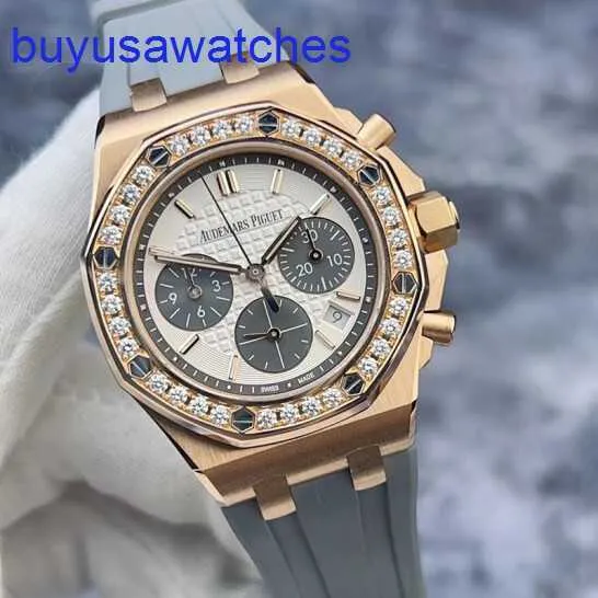 AP Pilot Wrist Watch Epic Royal Oak Series 26231or Womens 18K Rose Gold Original Diamond Panda Twarz 37 mm Automatyczny zegarek mechaniczny