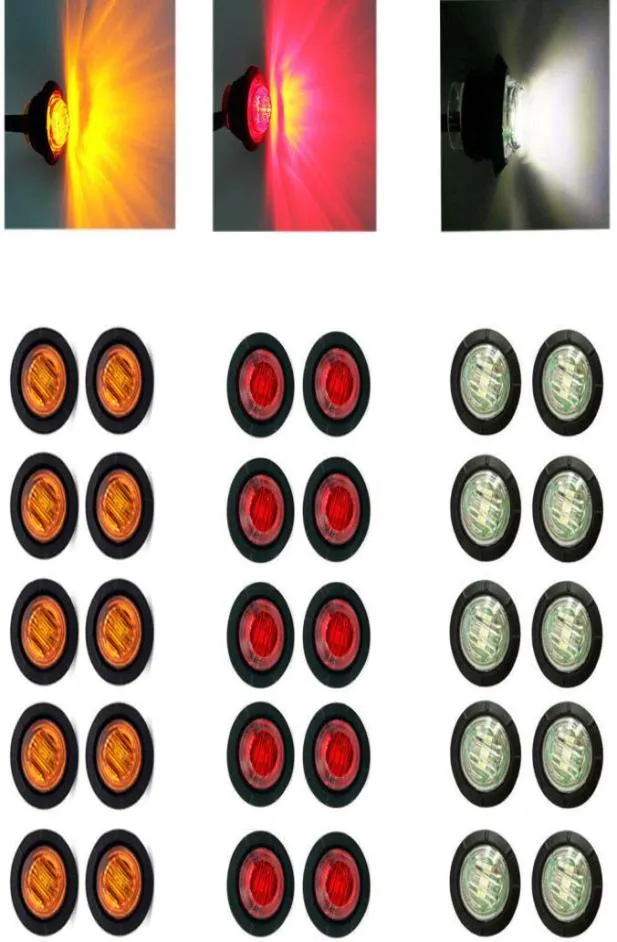 30Pcs RedYellowWhite 12V 34quot Round LED Truck Trailer Pickup Side Marker Indicators Light Lamp8350631