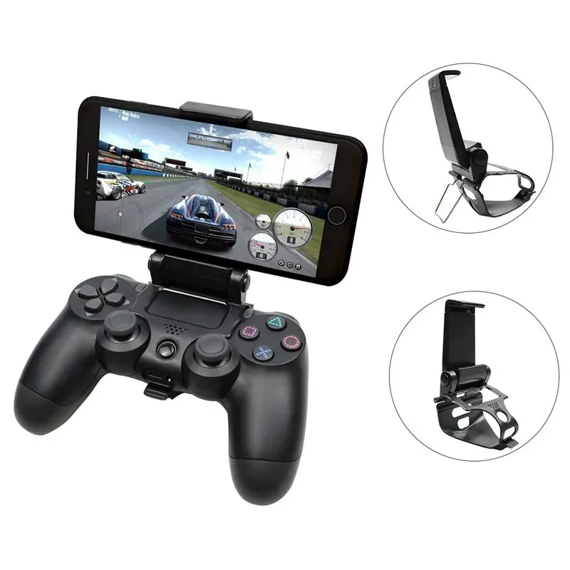 Racks mobiele mobiele telefoonstand voor PS4 Controller Mount Hand Grip voor PlayStation 4 Gamepad -accessoires voor Samsung S9 S8 Cliphouder