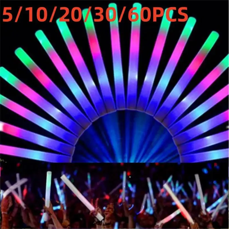 20/30/60pcs LED Luminous Sticks Party Rave Foam Glow Stick RGB Fluorescencyjne ciemne światło na bar Brild Festival Festival 240417