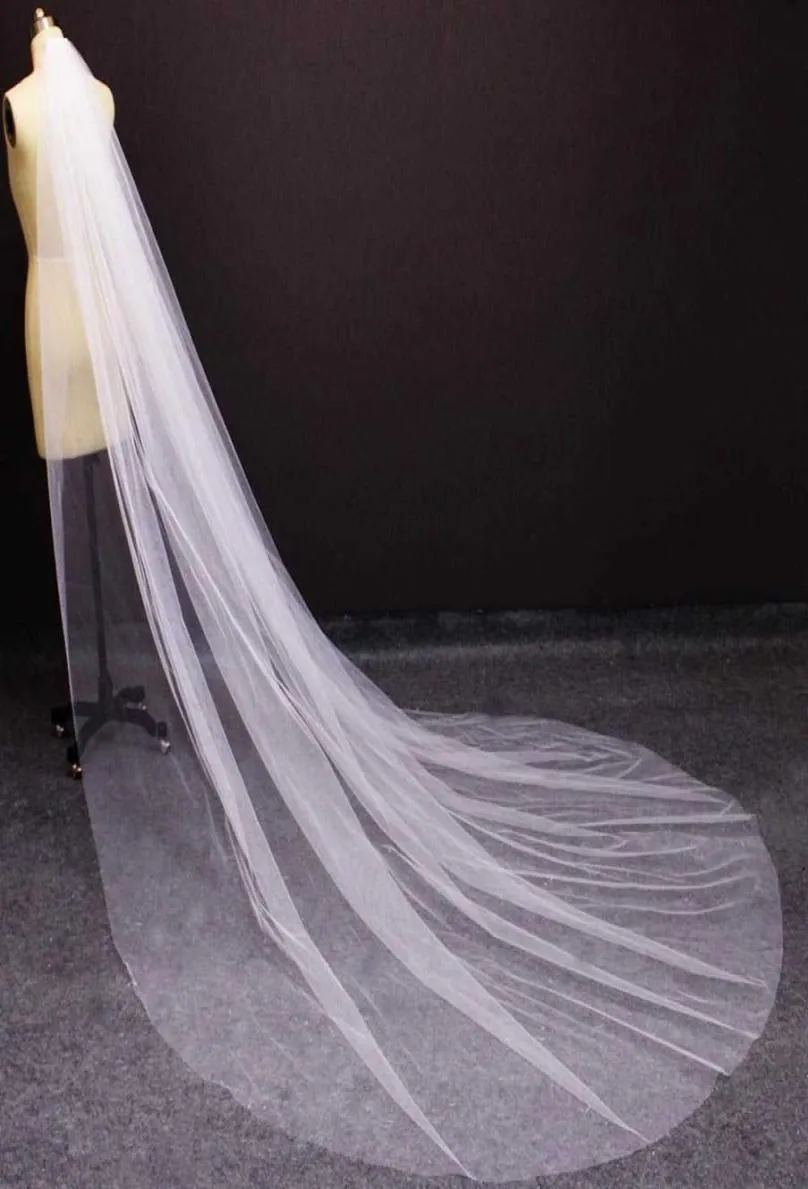 Soft Tulle Long Wedding Veil with Comb High Quality Plain Very Soft White Ivory Cathedral Bridal Veil Wedding Accessories X07261625944