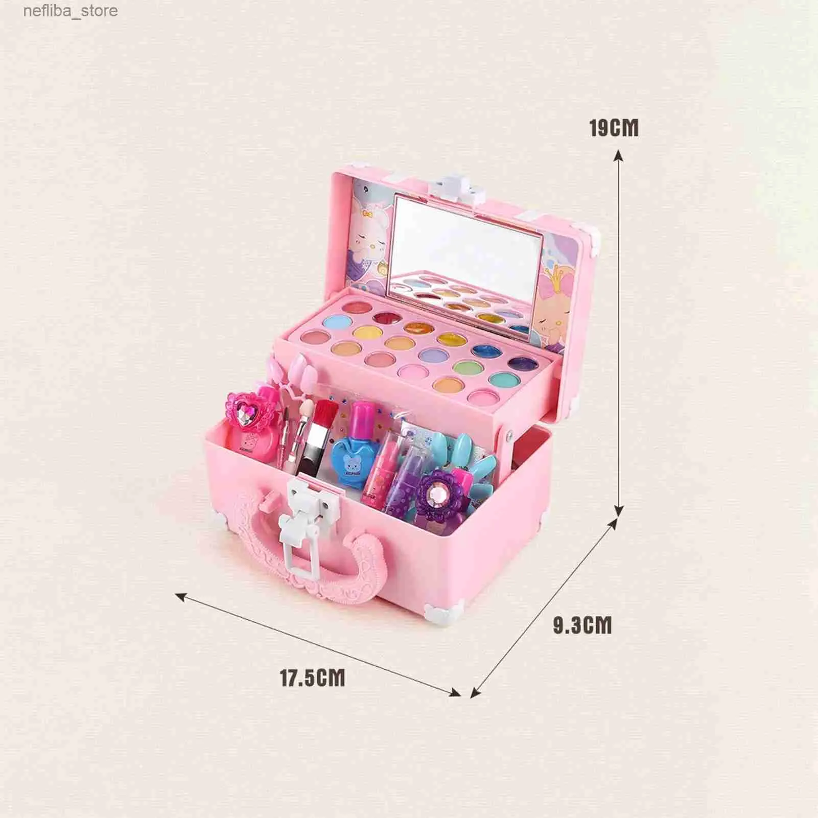 Kids cosmetic case with mirror Set Pretend Play Makeup Toys with Lipstick Nail Polish and Educational Benefits Perfect Birthday Gift L410