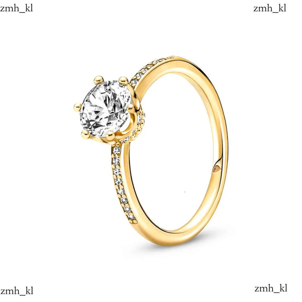Pandoras Ring Designer Jewelry Sier Women Fit Ring Original Heart Crown Fashion Rings Gold Plated Zircon Sparkling Princess Bone Pandorabracelet 936
